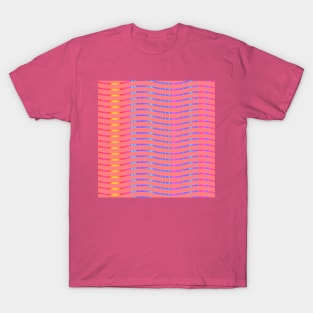 Wavy Lines Rainbow on Pink T-Shirt